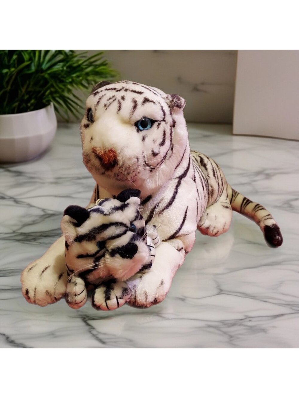 Plush White Tiger Cub Bengal Shalom Toy Co 14" Jungle Realistic Stuffed Animal